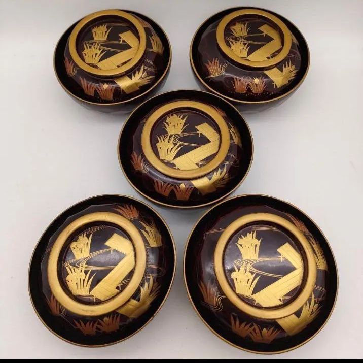 【輪島塗】希少　菖蒲 八橋図 金蒔絵 縁金 溜塗 輪島塗】希少 菖蒲 八橋図 金蒔絵 縁金 溜塗 - メルカリ