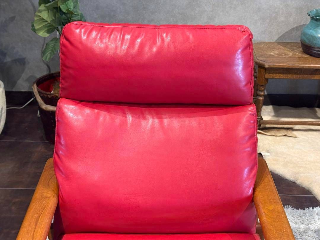 Ｌオルセン&サン L. olsen & son チーク無垢材　レッドレザー　IN Lオルセン&サン L. olsen & son チーク無垢材 レッドレザー IN