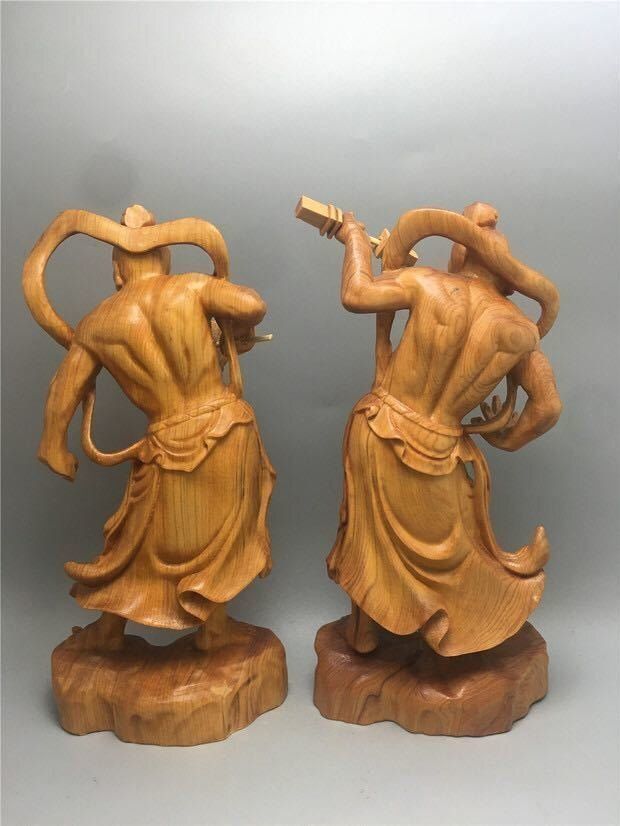木彫☆総柘植材 木彫仏像 仏教美術 精密細工 金剛力士像 仏師手