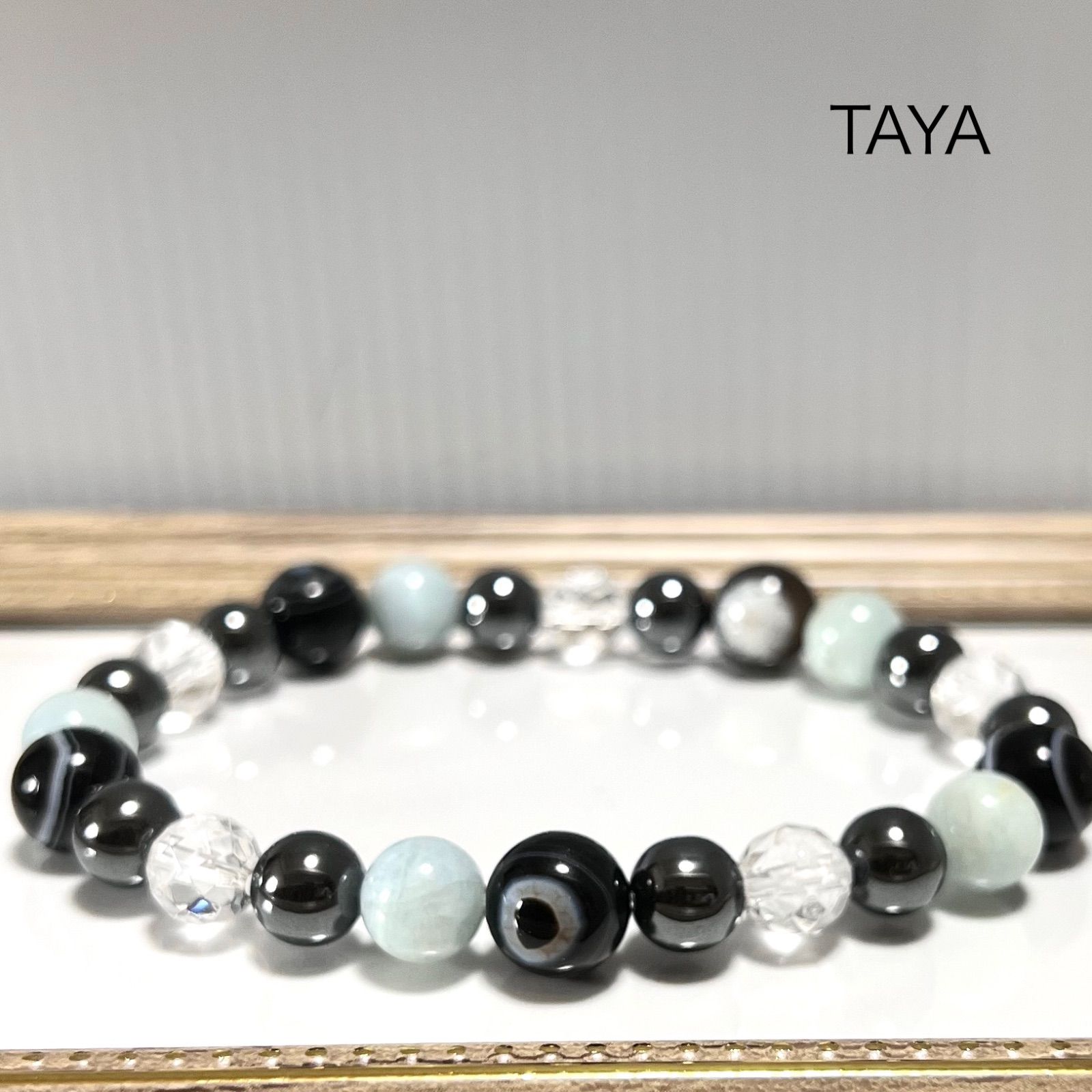アクアマリン️天眼石️ヘマタイト️水晶のハーモニー　パワーストーンブレスレット　開運　良縁　強力な魔除　勝利　健康　全体運　調和　浄化　祈願達成
