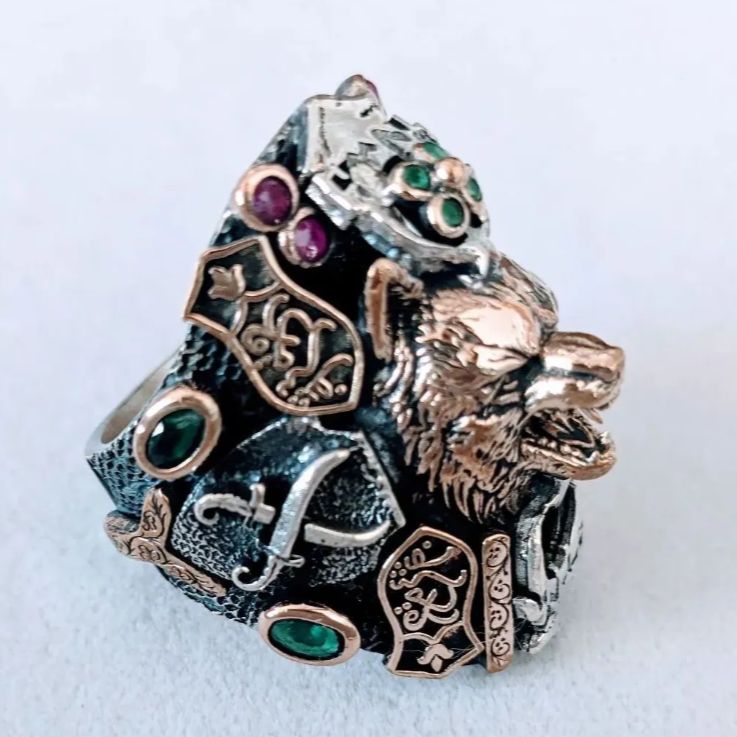 ＊NEW＊トルコ製 ハンドメイド メンズリング シルバー925（オオカミ） リング メンズ 指輪 オオカミ 狼 リアル ウルフヘッド シルバー 925