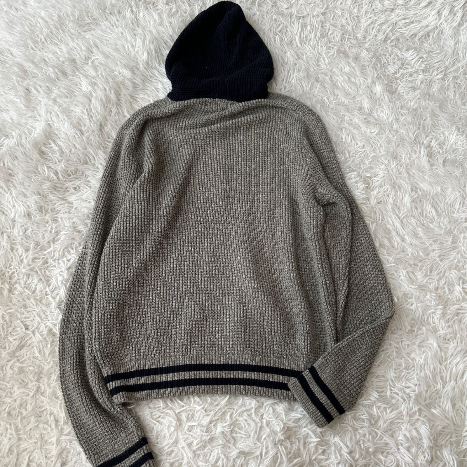 ポロ ラルフローレン ワッフルニットパーカー グレー L/G 14-16