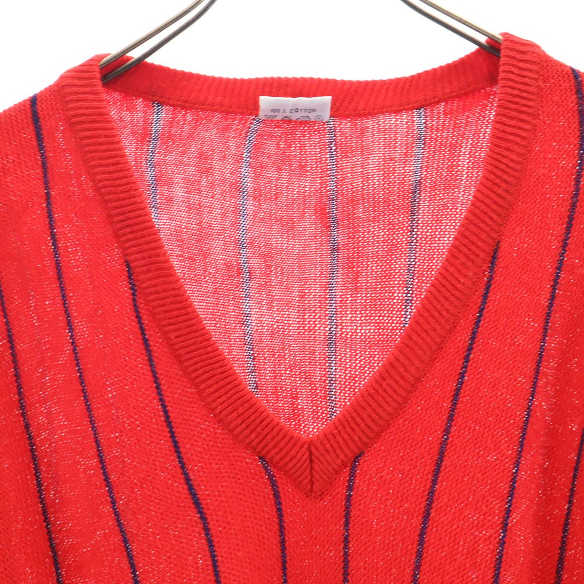 CHEMISE LACOSTE シュミーズラコステ 70s ヴィンテージ フランス製 ストライプ 長袖 Vネック セーター L ブルー系 ニット メンズ CHEMISE LACOSTE シュミーズラコステ 70s ヴィンテージ フランス製