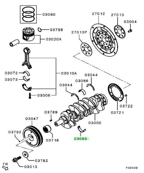 ミツビシ 純正 デリカ D 5 ベアリング クランクシャフト ロワー BEARING CRANKSHAFT LWR 1052B251 Mitsubishi 三菱 Genuine JDM