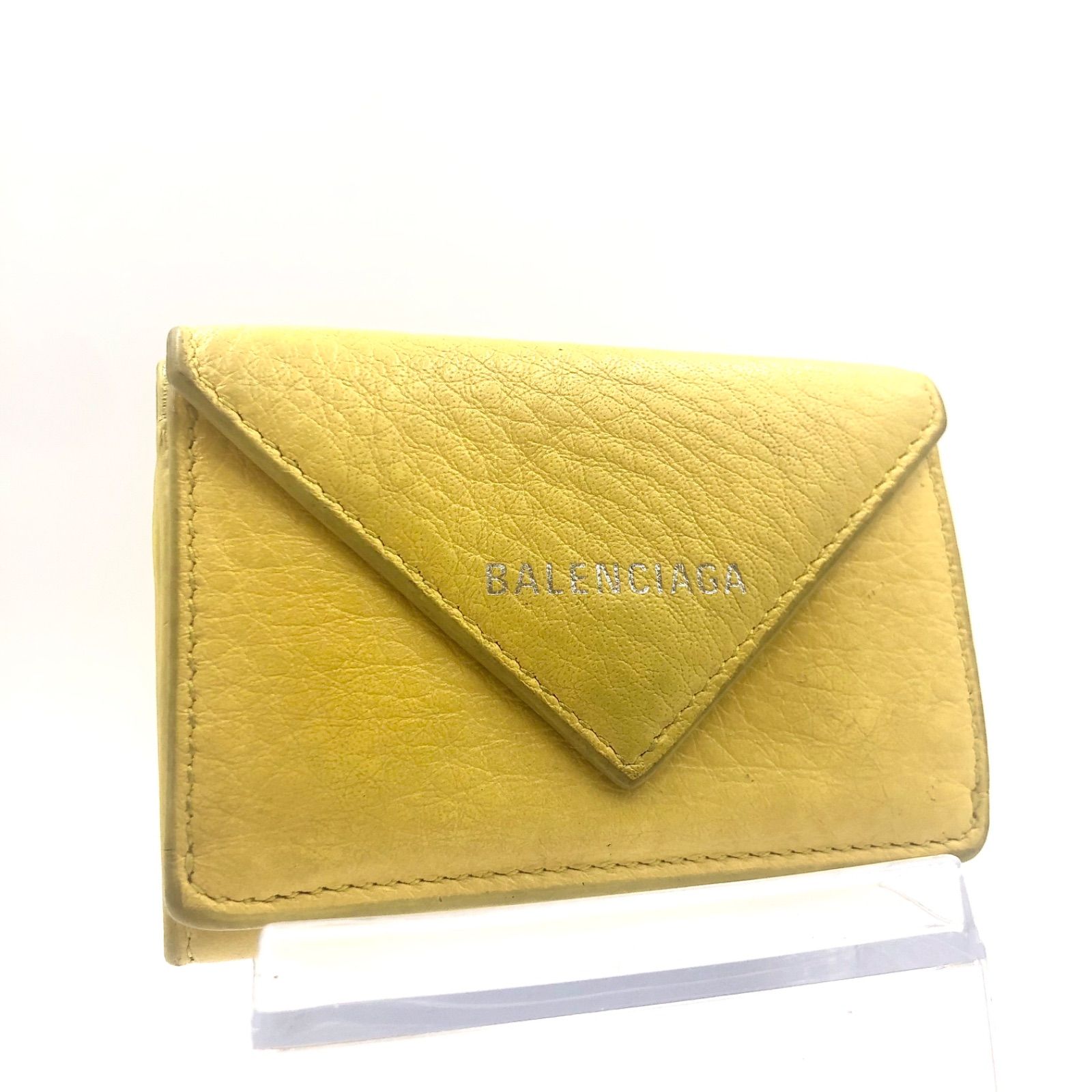 □良品□BALENCIAGA バレンシアガ ペーパーミニウォレット 三つ折り