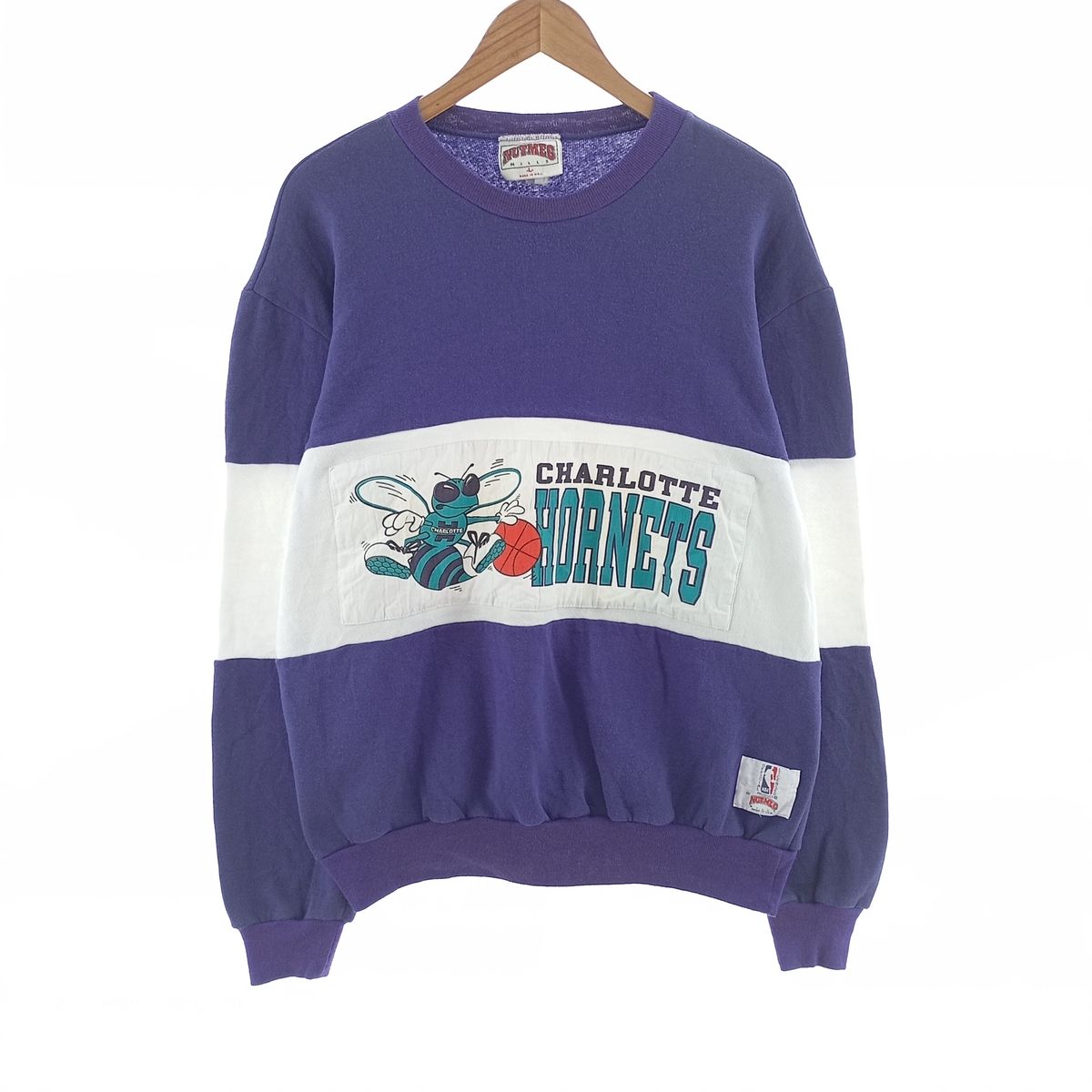 古着 NUTMEG NBA CHARLOTTE HORNETS シャーロット ホーネッツ スウェットシャツ トレーナー USA製 メンズL相当 ヴィンテージ/eaa402385