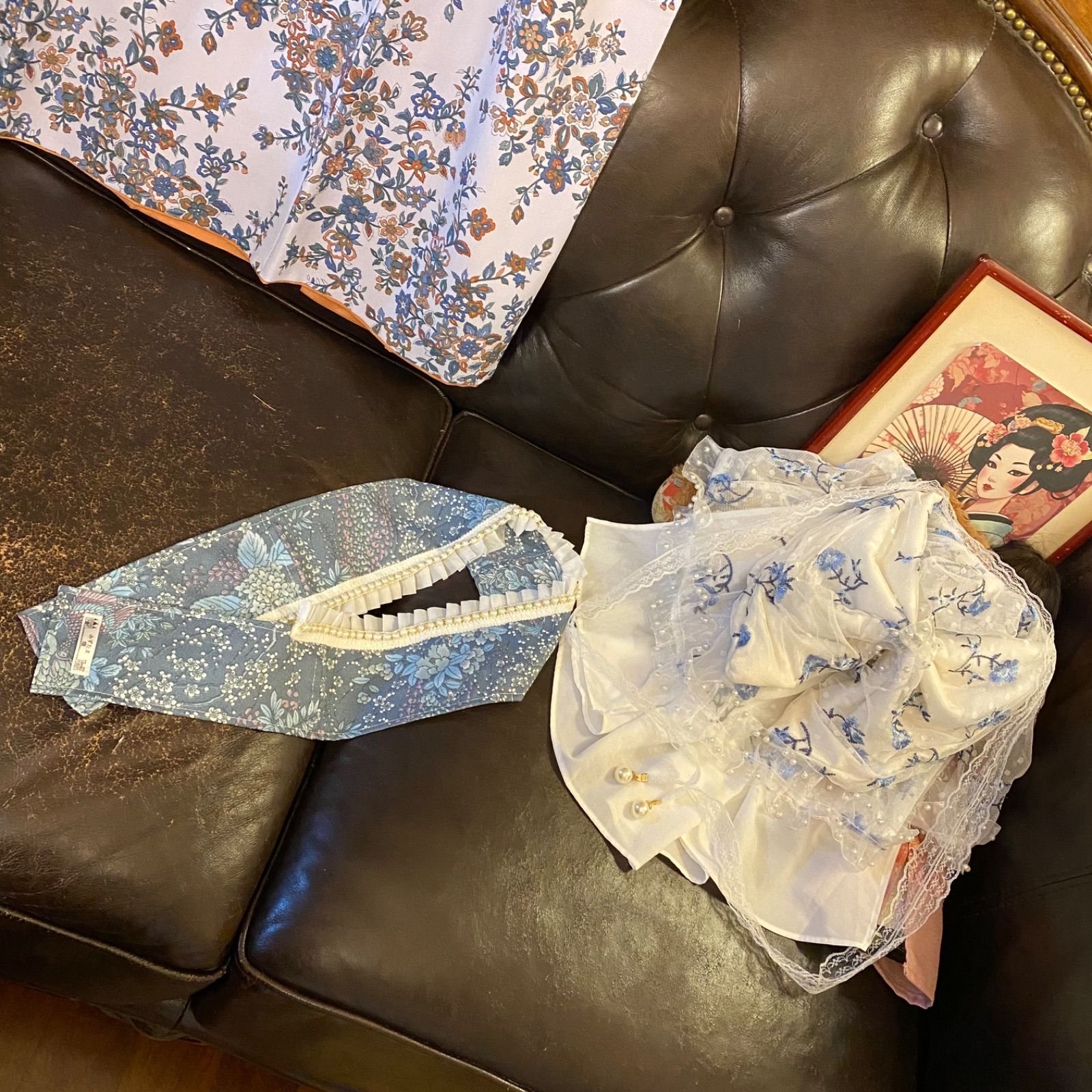 着物 ロング ワンピース ドレス ハンドメイド リメイク 重ね衿