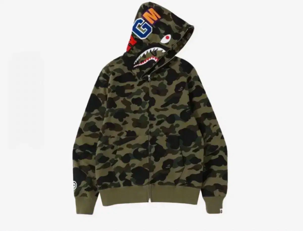 XL A BATHING APE アベイシングエイプ シャーク 迷彩柄 フード付き ジップアップパーカー