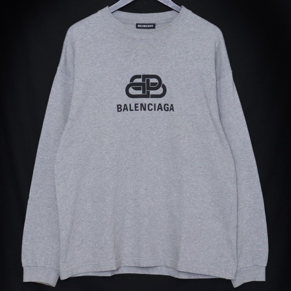 BALENCIAGA BBロゴ ロングスリーブTシャツ BALENCIAGA BBロゴプリントロングスリーブTシャツ Sサイズ グレー