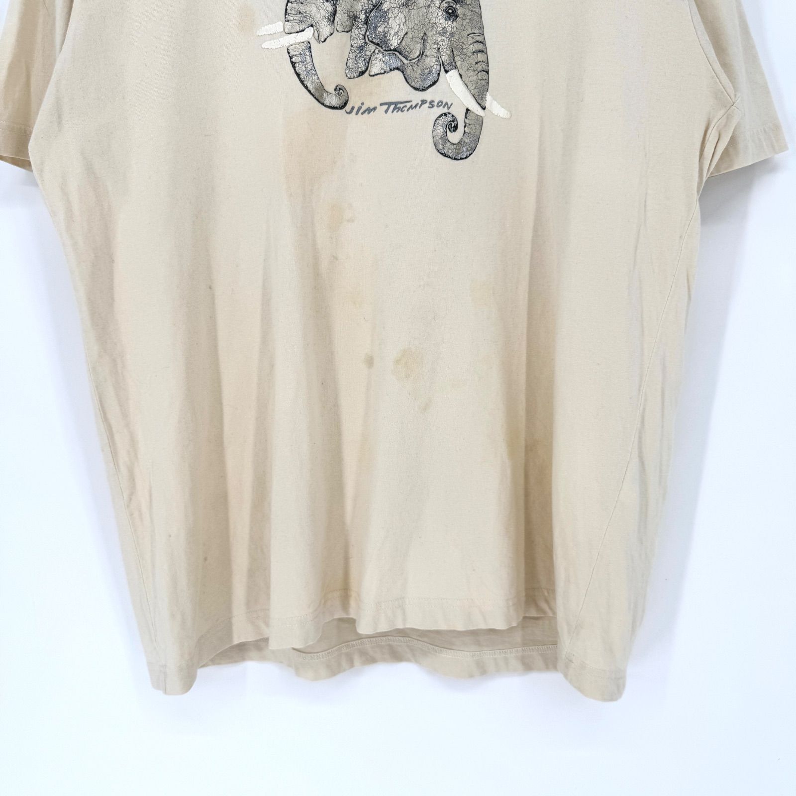 JIM THOMPSON ジムトンプソン 半袖Tシャツ M ベージュ アイボリー 象 