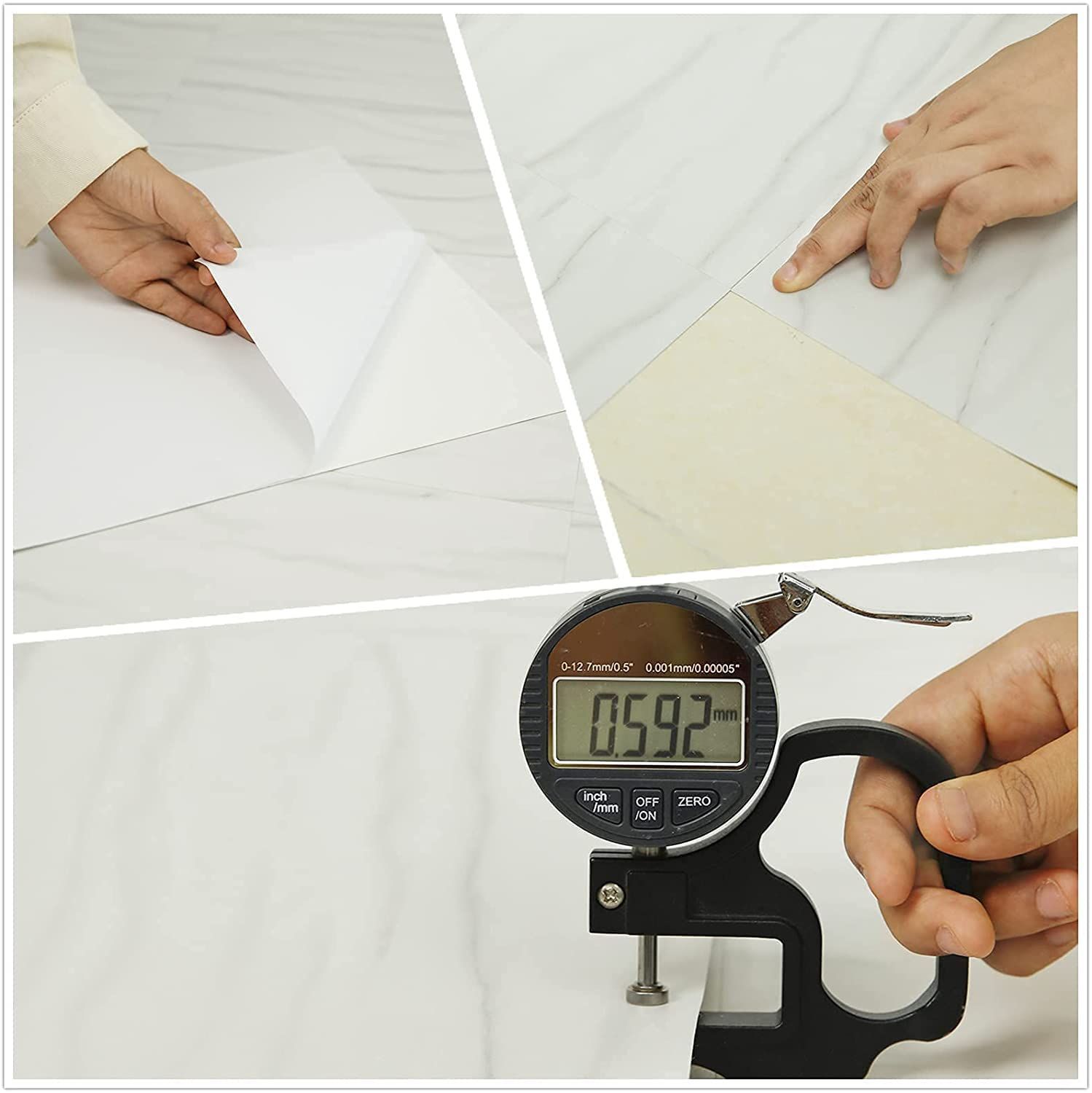 在庫 貼ってはがせる フロアシート 模様替え 防水 玄関 浴室 接着剤不要 トイレ シート フロリングシート リメイク 床 床材 約3畳 60枚入り 大理石柄 配送込み 置くだけ 白Xグレー 大理石 タイル 型番号051 フロア クッション