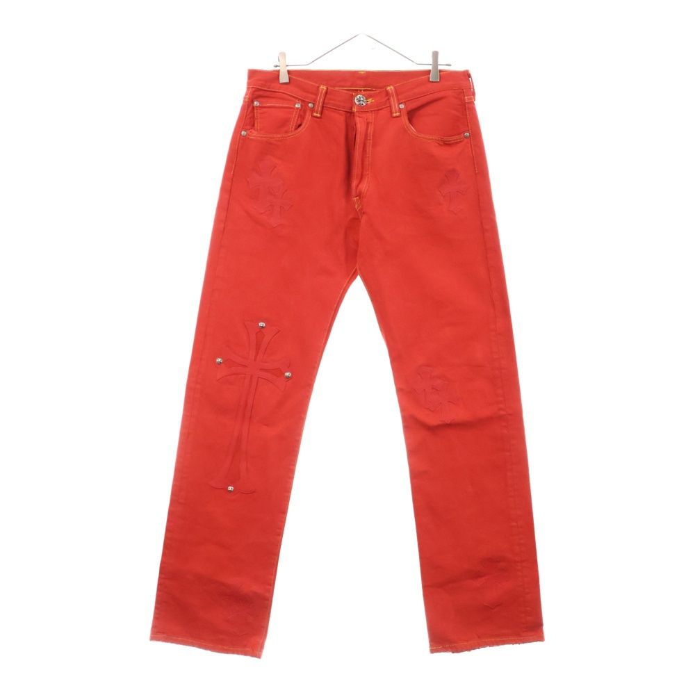 CHROME HEARTS (クロムハーツ) LEVI'S U VNTG JEAN RED/RED TAB クロスパッチ付きデニムパンツ レッド