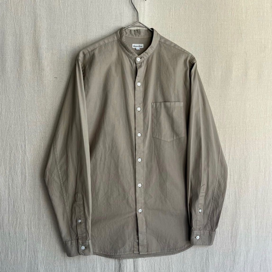 STEVEN ALAN バンドカラー シャツ / M コットン ベージュ 日本製 T5-02016-8327