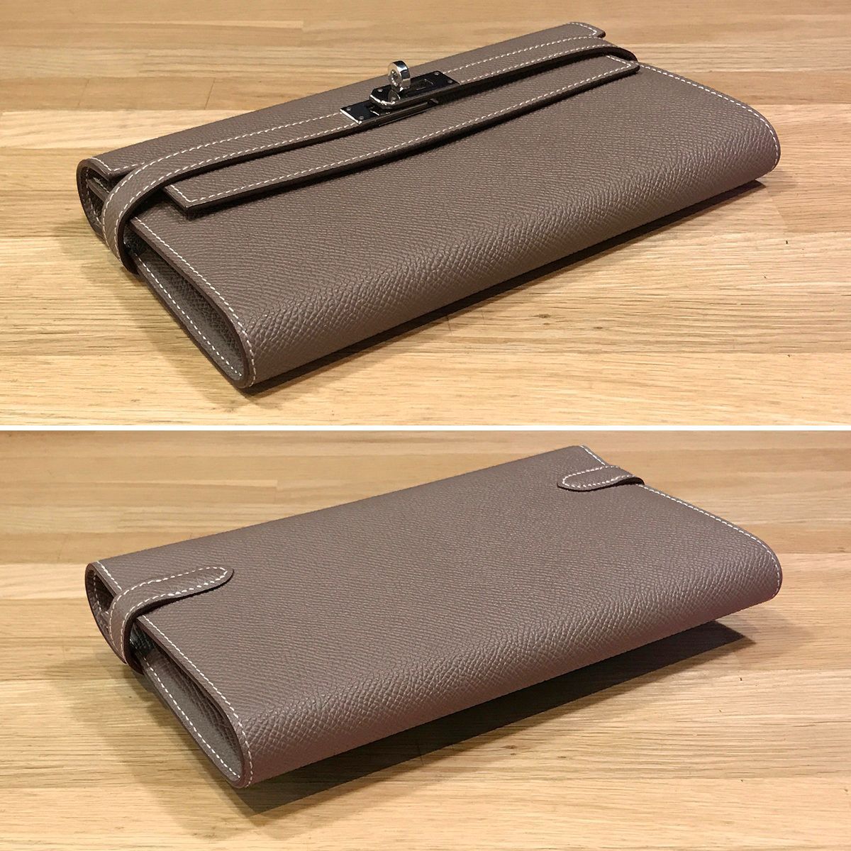 エルメス　ケリーウォレット　エプソン　エトゥープ　D刻印　長財布　美品☆ 超美品】エルメス ケリーウォレット ロング エプソン エトゥープ