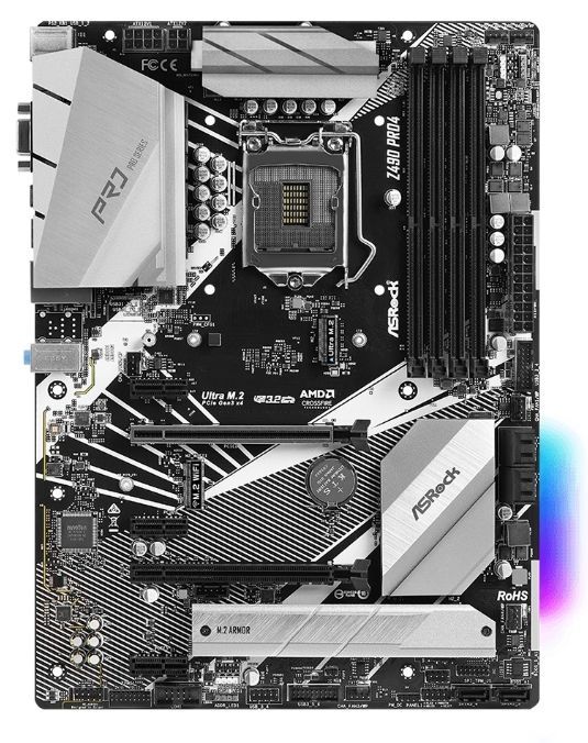 ASRock Z490 PRO4 Intel Z490 DDR4 LGA 1200 M.2 Core D-Sub USB 3.2 ATX Motherboard