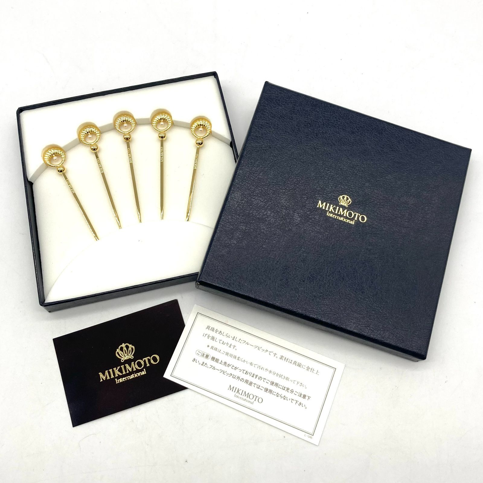 ▽【美品】MIKIMOTO/ミキモト フルーツピック ゴールド 真珠付き