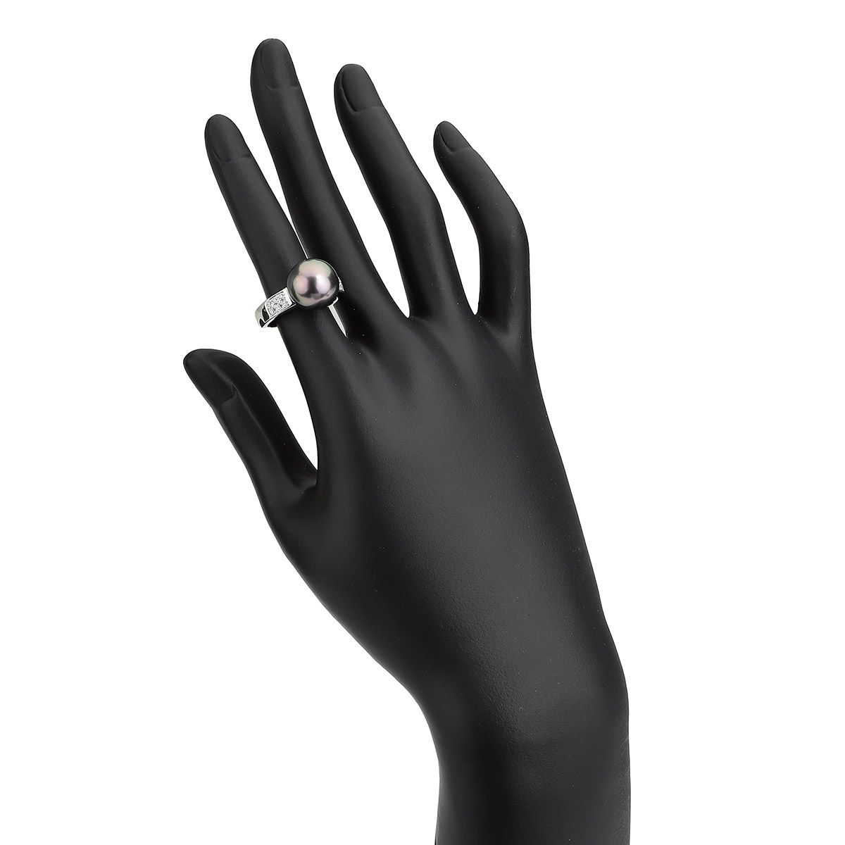 タサキ パール リング 指輪 黒蝶真珠 11.4mm ダイヤモンド Pt900 11号  