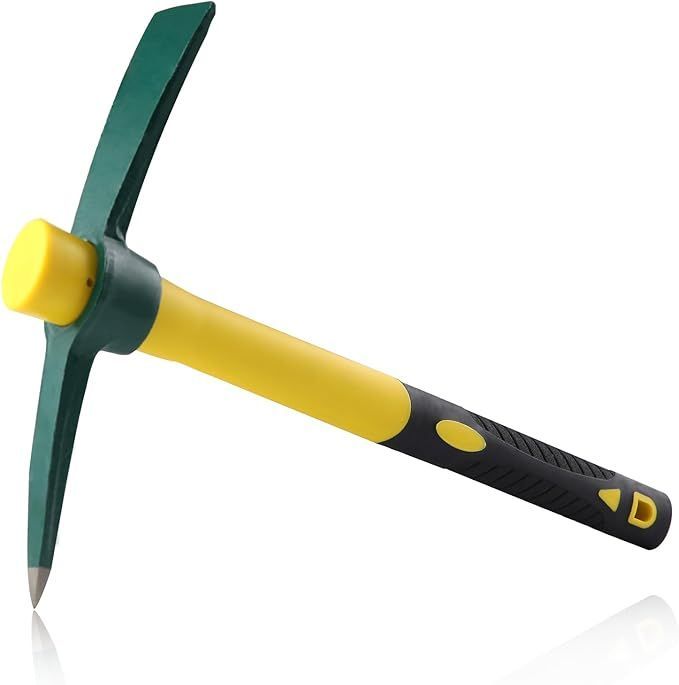 【在庫処分】LEONTOOL ツルハシ つるはし ピックマトック バチヅル 柄付 片手鍬 除草マトック鍬 くわ 農業用つるはし ポータブル グラスファイバー TPR 滑り止め ハンドル 切断刃付 全長380mm 防錆 ガーデニング 園芸鋤 小 硬い土掘