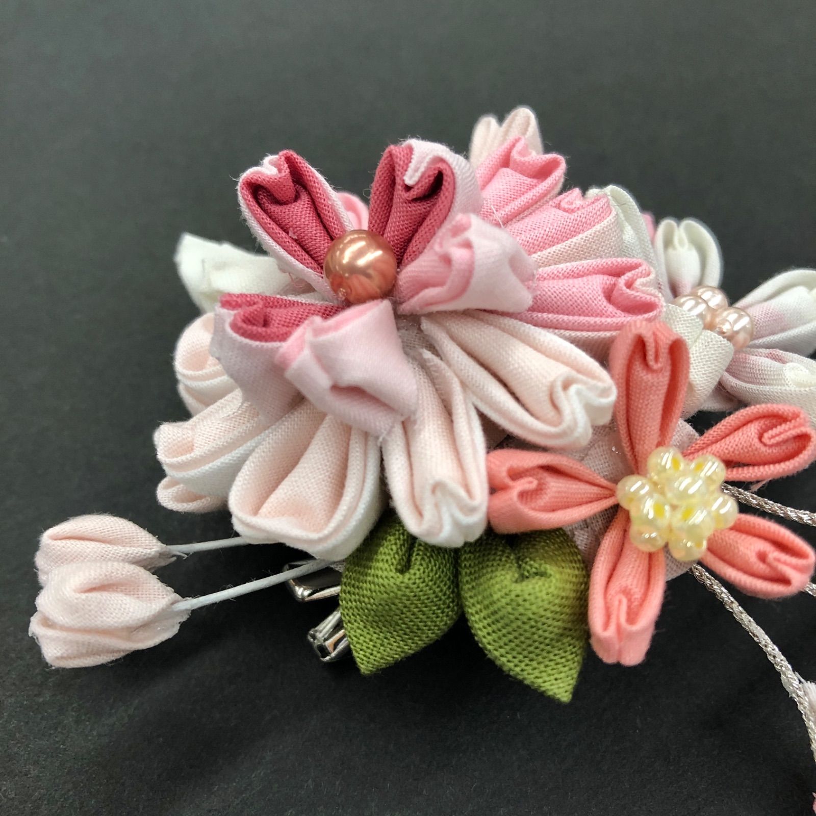 つまみ細工 ハンドメイド ブローチ コサージュ 髪飾り 帯留め 浴衣 桜重ね 入学式 卒業式 着物 和服