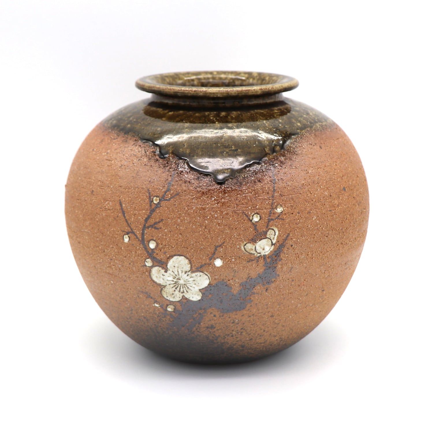 壺型花器・花瓶・陶器・桜・共箱付・No.210124-06・梱包サイズ