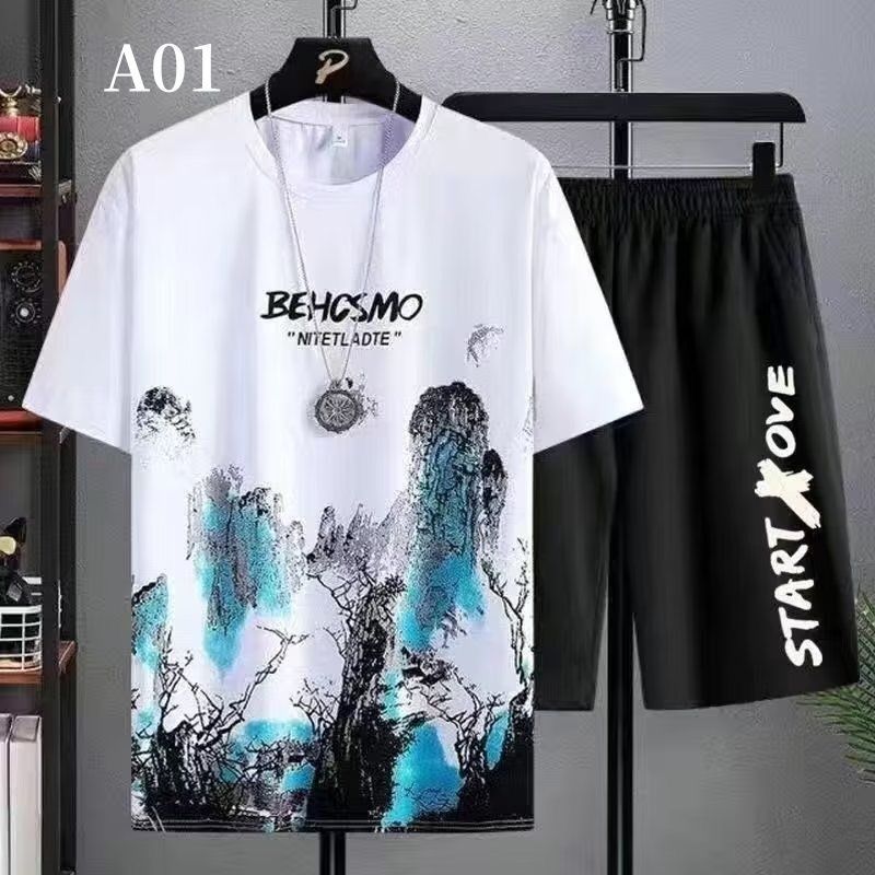 メンズ セットアップ 半袖Tシャツ ハーフパンツ 2点セット