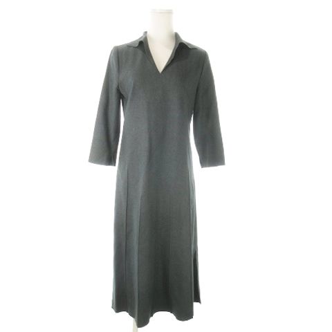 シビラ SYBILLA ロングワンピース 襟付き スキッパー 七分袖 シーム 40 M グレー |AO1 GY44