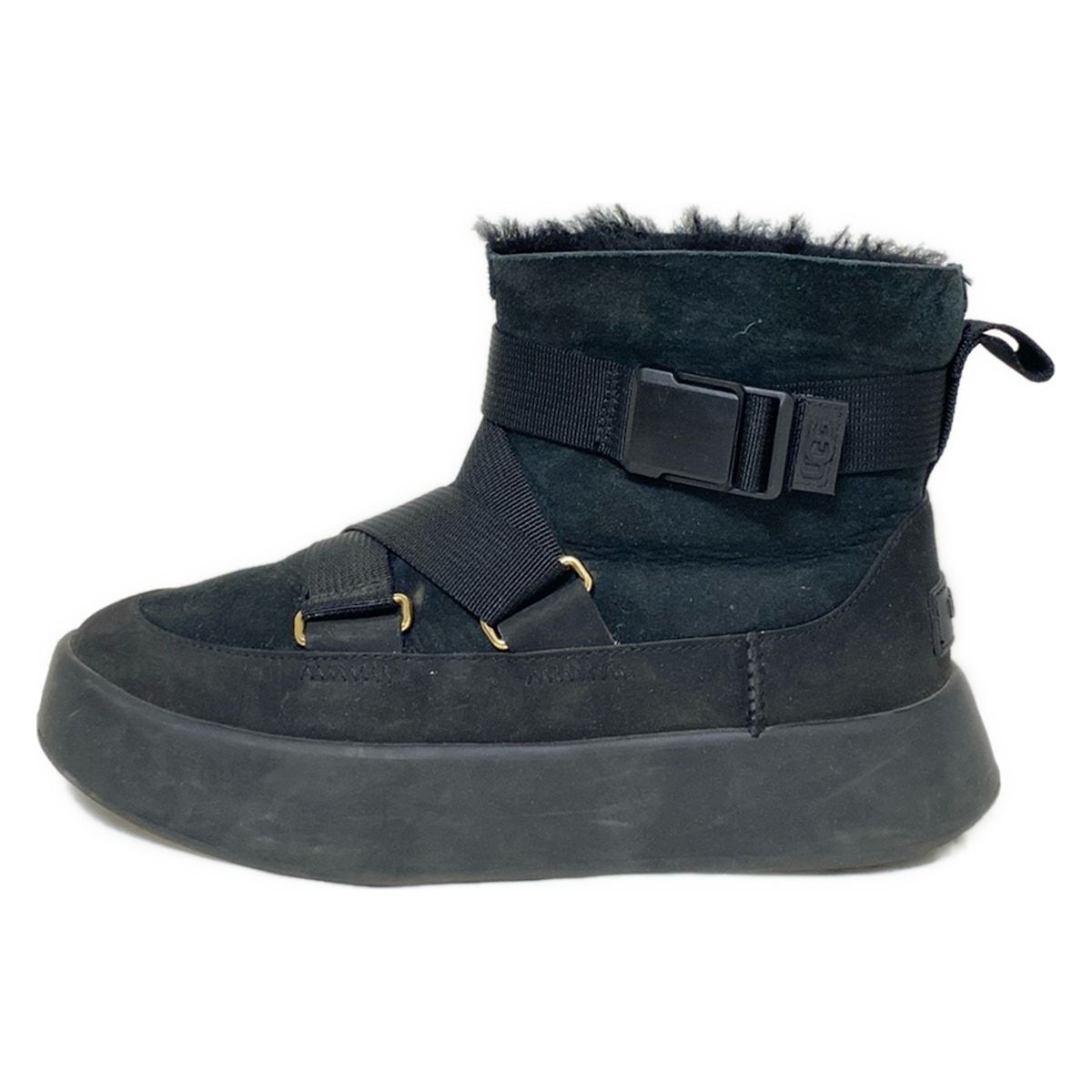 UGG アグ ショートブーツ 24 レディース クラシック ブーム バックル 1104616 黒 ムートン