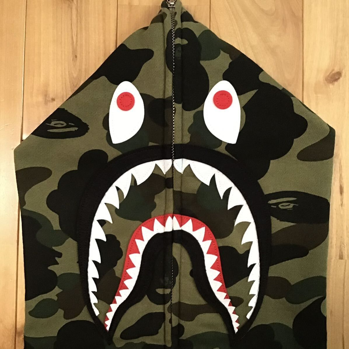 ☆XL☆ 1st camo green シャーク パーカー shark full zip hoodie a