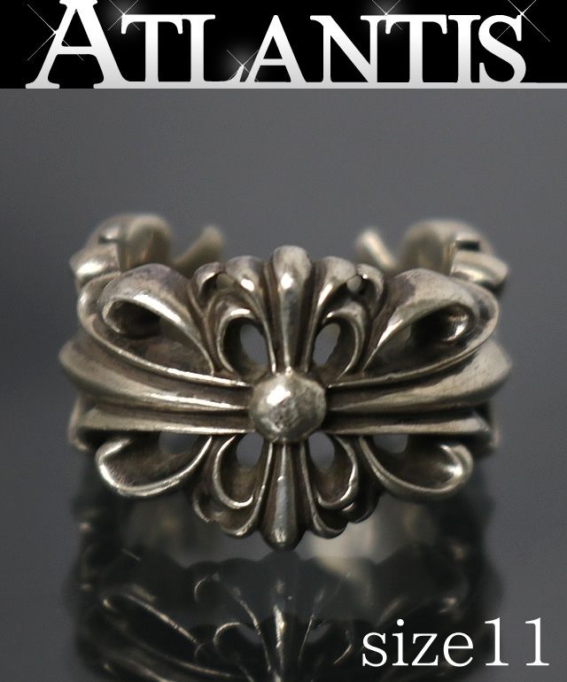 CHROME HEARTS 銀座店 クロムハーツ ダブルフローラルクロス リング 指輪 メンズ シルバー SV925 約11号 100096