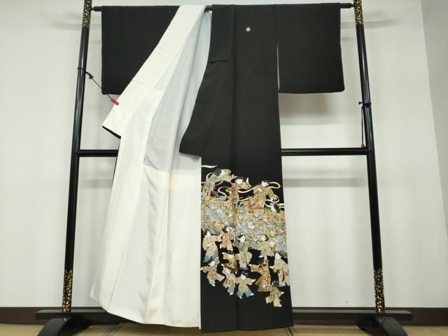 平和屋着物 金彩友禅作家 金彩の魔術師 堀省平 金煌織 黒留袖 童子遊び 金銀彩 正絹 DAAW5949ud