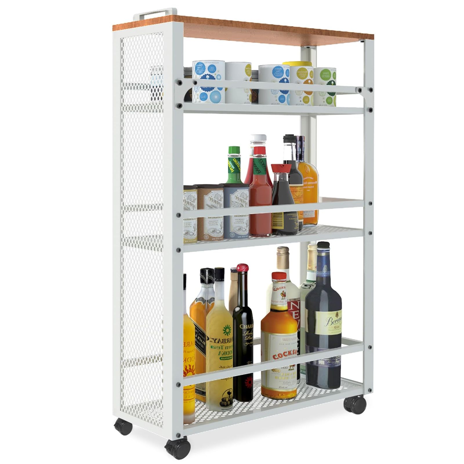 【迅速発送】fusehome キッチンワゴン キッチンラック 調味料ラック キャスター付 スリム 隙間収納 収納 3段 棚 台所 幅54×奥行18.5×高さ81cm 収納ラック 収納カート サイドワゴン スチールラッ