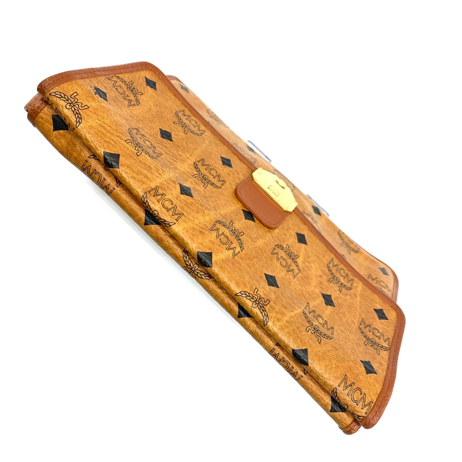 【美品】MCM セカンドバッグ　ブラウン　レザー　ヴィセトス　スタッズ MCM クラッチバッグ 鍵 保存袋付き 多収納 大容量 ヴィセトス セカンド