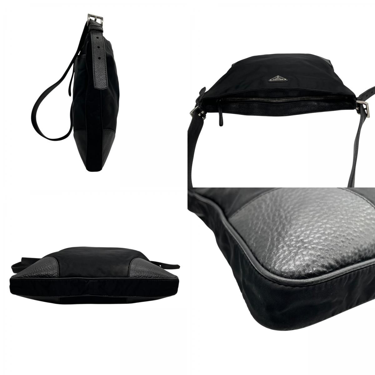 PRADA プラダ ショルダーバッグ ナイロン レザー 黒 ブラック NERO