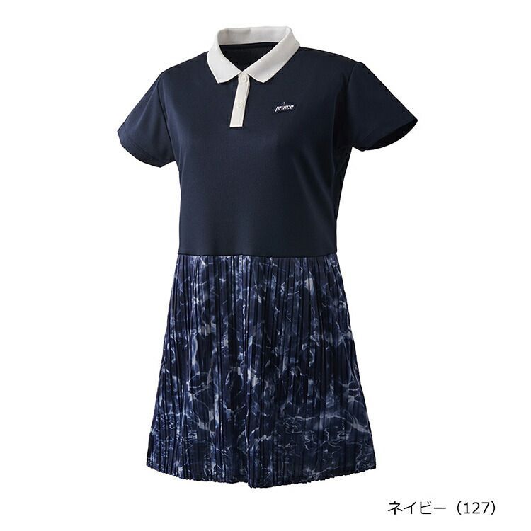 prince プリンス レディース ウィメンズ テニス ワンピース 吸水速乾 UPF50 制電 ドライニット 素材 ネイビー WS5401-127