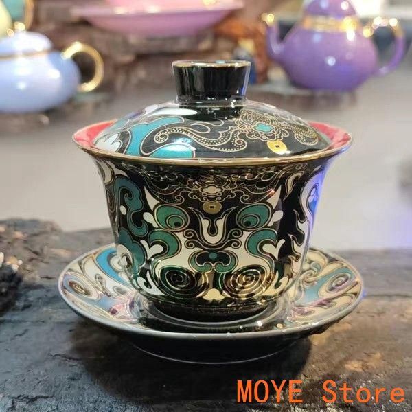 鯖龍紋三才蓋碗 中国茶器 景徳镇 蓋付き茶器 飲茶食器 煎茶具 未使用品 未使用品 饕餮紋三才蓋碗 中国茶器 景徳鎮 蓋付き茶器 飲茶食器