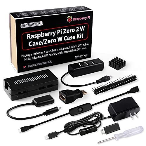 GeeekPi Raspberry Pi Zero 2 Wケースキット（Raspberry Pi Zero 2  Wケース、電源、ヒートシンク、20Pin GPIOヘッダー、4ポートUSBハブ、ON/OFFスイッチケーブル付き、Pi Zero 2 W/Pi Ze  - 完全オーダー