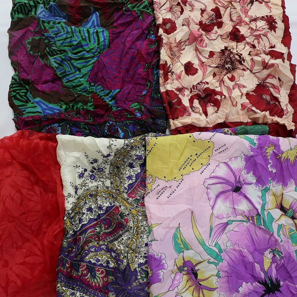 古着卸 まとめ売り 中サイズ スカーフ 花柄 素材MIX 小物 20枚セット (ユニ