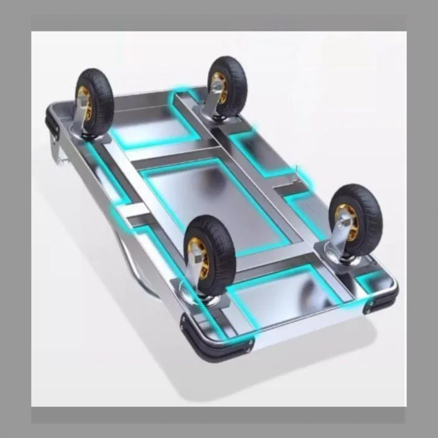 折り畳み特厚鋼板小リヤカー貨物を引き取る手リヤカー家庭用台車ポータブルトレーラー73*48静音輪