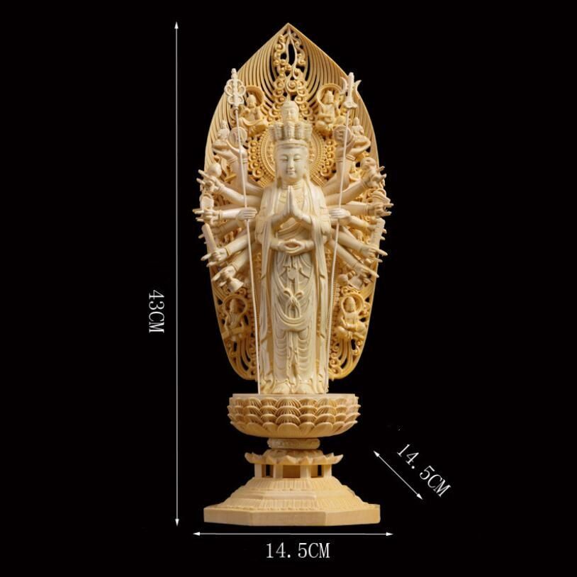 アート・写真 極上品 仏教美術 千手観音菩薩 精密彫刻 仏像 手彫り