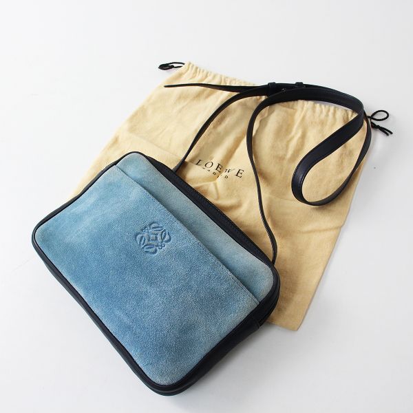 LOEWE ロエベ スエード ショルダーバッグ ブルー LOEWE ロエベ スエード レザー ショルダーバッグ/ブルー ネイビー