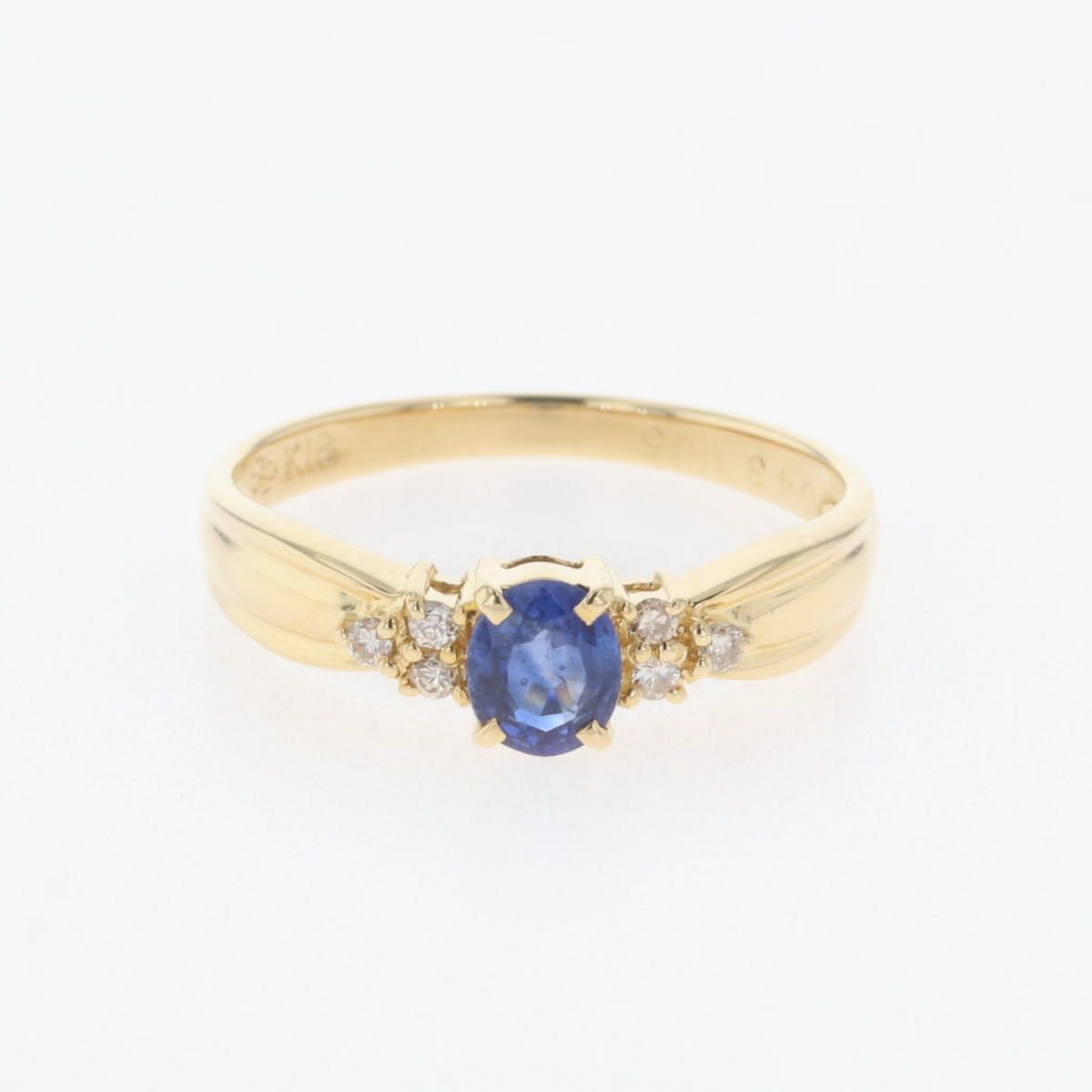 サファイア デザインリング YG イエローゴールド 指輪 メレダイヤ  