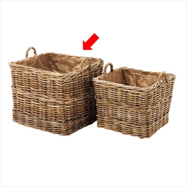 コロニアルチェック ラタンバスケット バスケット フェイクメイズ