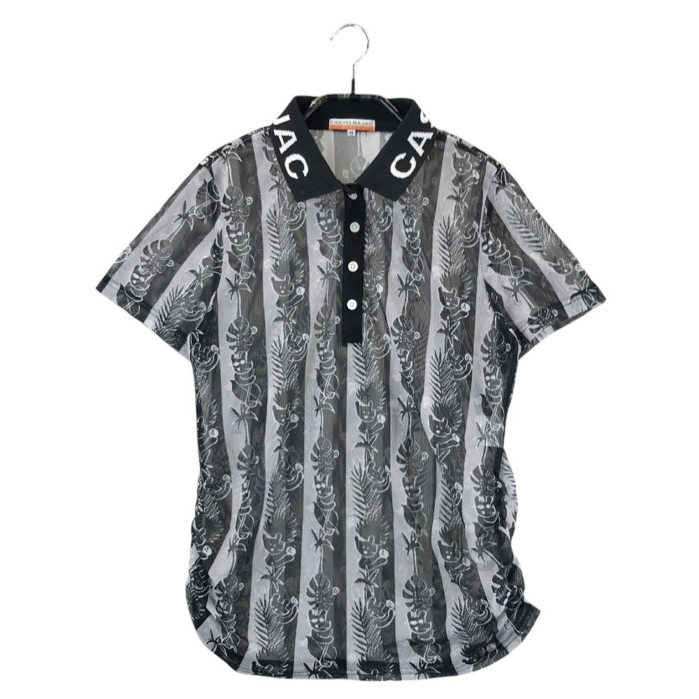 サイズ：42 CASTELBAJAC カステルバジャック  半袖ポロシャツ メッシュ ストライプ 総柄 ブラック系 [240101355709] ゴルフウェア レディース ストスト