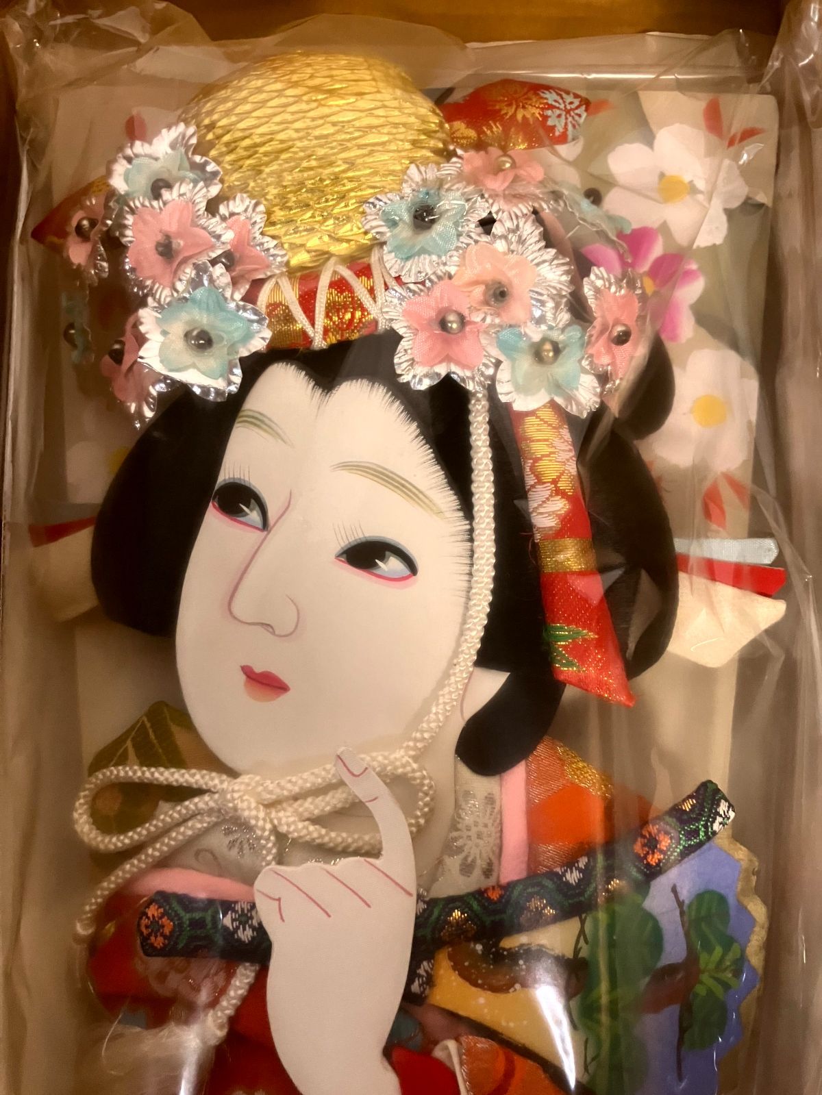 正月飾り 羽子板ケース飾り 華風 道成寺 20号 手彫り本つげ かんざし