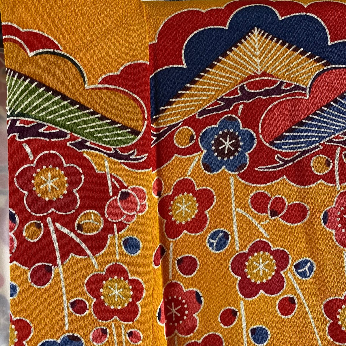 平和屋本店□極上 アンティーク 大正ロマン 振袖 駒刺繍 檜扇草花文