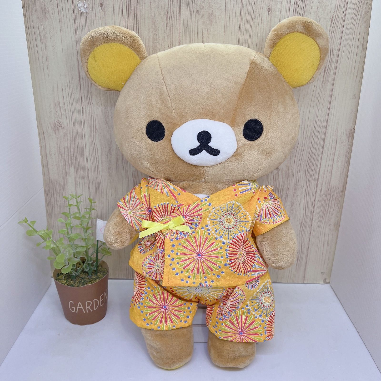Mサイズ　甚平さんセット　リラックマのお洋服　オレンジ花火