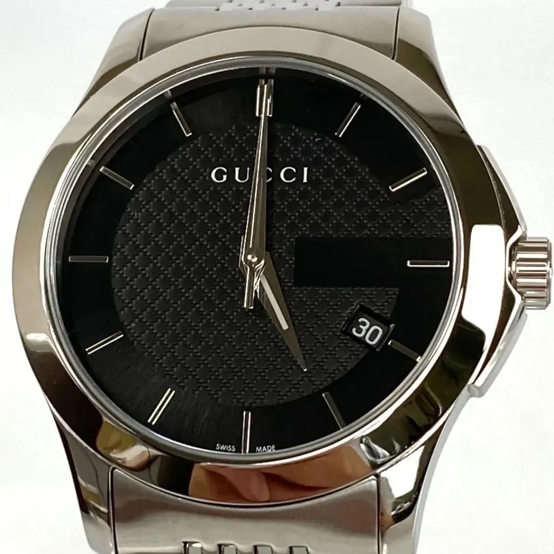 美品】グッチ GUCCI Gタイムレス 126.4 クォーツ 黒 デイト表示 - メルカリ