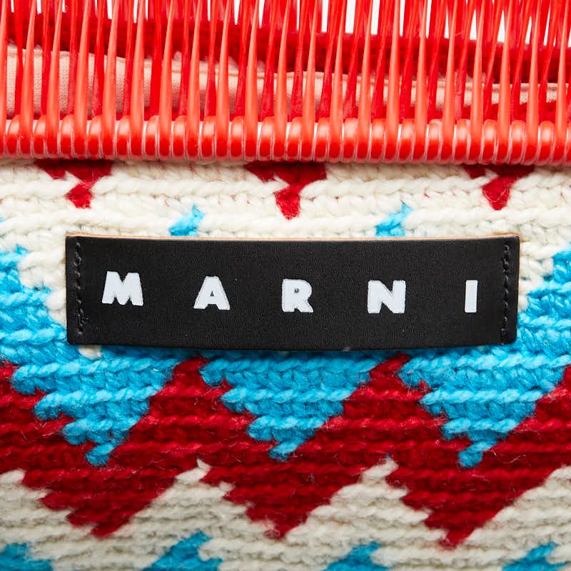 MARNI フラワーマーケット ニット ボート ハンドバッグ　美品 MARNI フラワーマーケット ニット ボート ハンドバッグ 美品