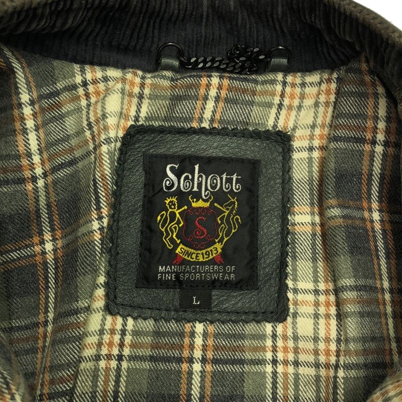 中古】SCHOTT レザージャケット L 3101010 カーキ ショット 牛革[10 