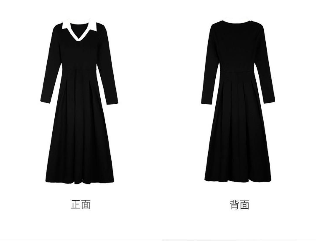 春セクシーコントラストニットドレスロング丈ワンピース